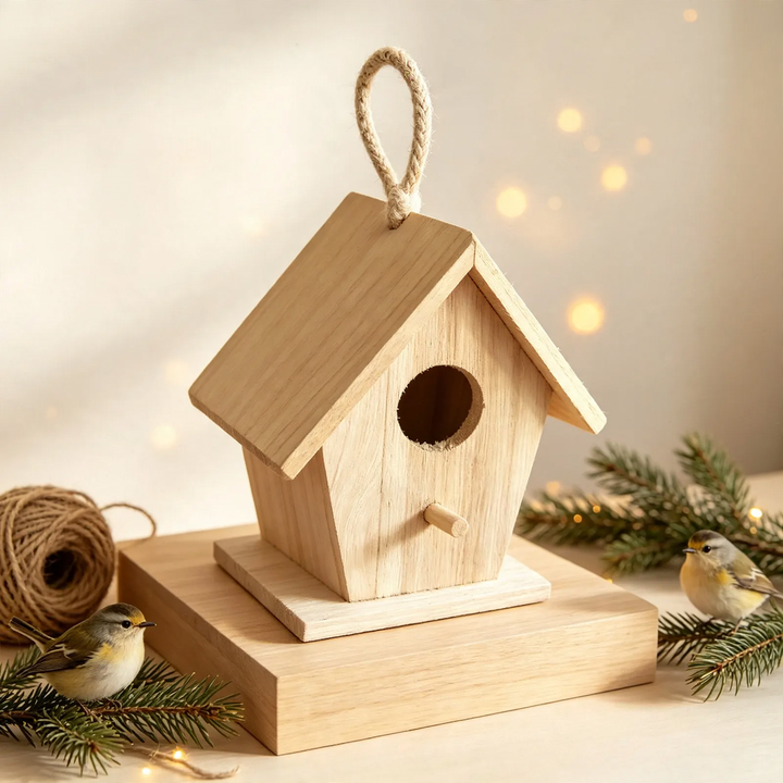 Traditional birdhouse made of poplar wood