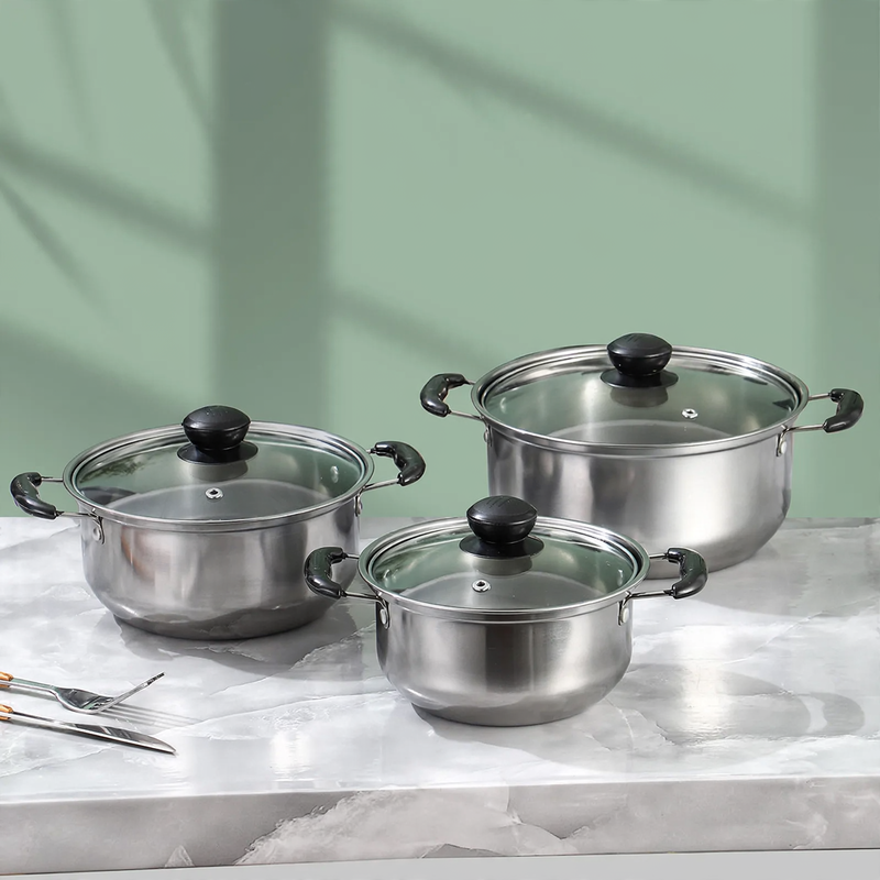 Stainless Steel Cookware Set, 10-Piece, with Glass Lids