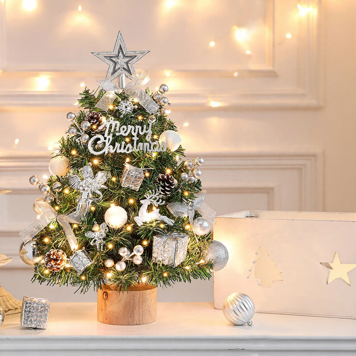 Decorative table Christmas tree with wooden stand
