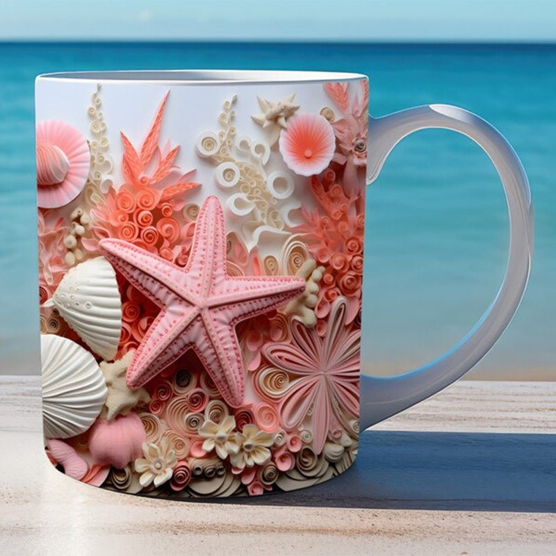 3D Ocean Beach Break Through Theme Coffee Mug | Bowlift