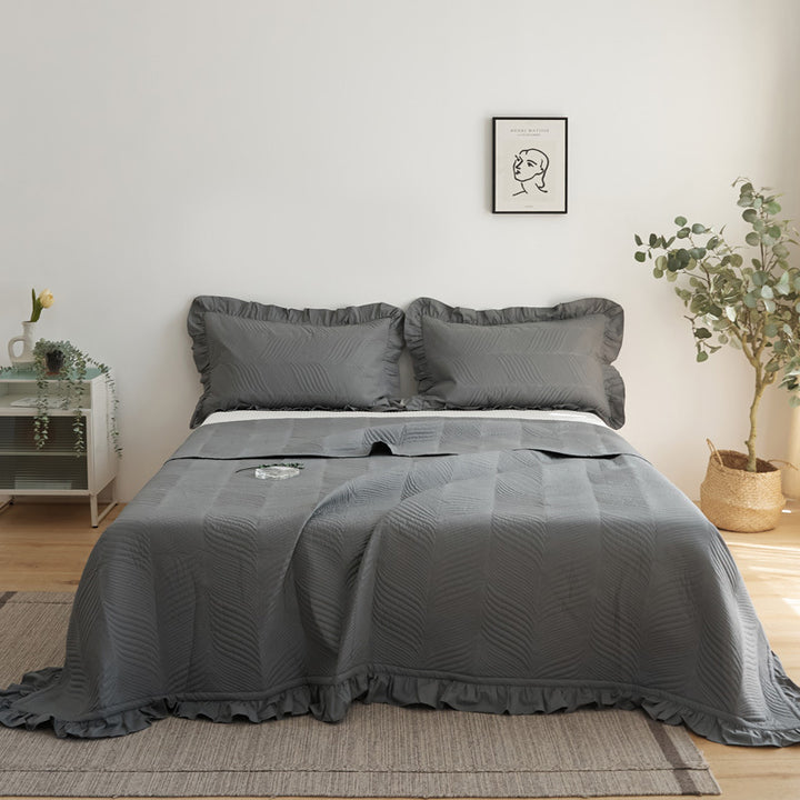 Cotton bedspread, 3-piece, quilted