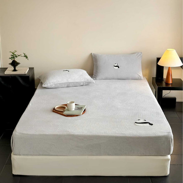 Waffle Milk Fiber Fleece Fitted Sheet Set, warm, Winter