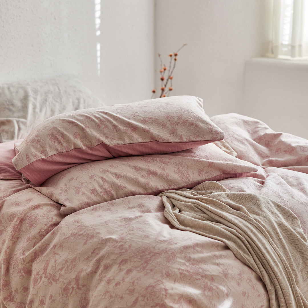 Cotton bedding set, 4-piece, color weaving