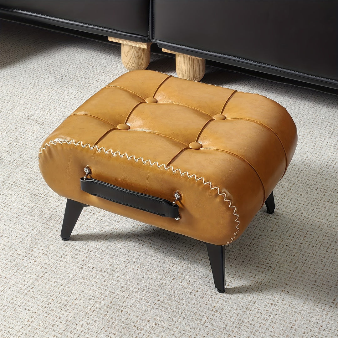 Faux leather storage ottoman