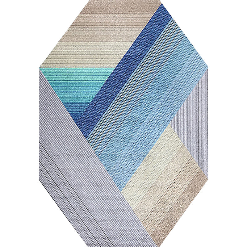 BowLift | Blue irregular bedroom carpet novelty stripes geometric pattern carpet polyester non-slip backing carpet
