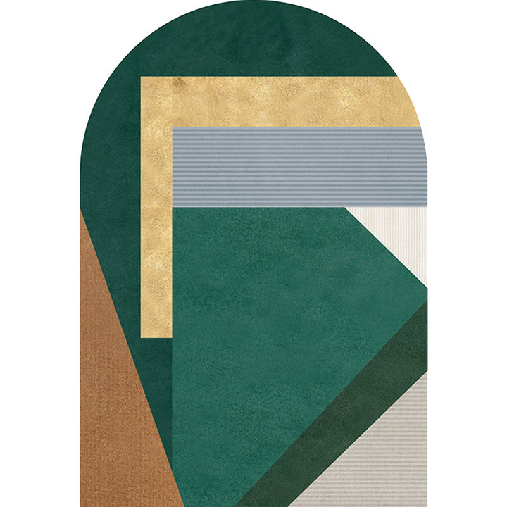 BowLift | Green Irregular Bedroom Rug Novelty Color Block Pattern Area Rug Polyester Stain Resistant Carpet