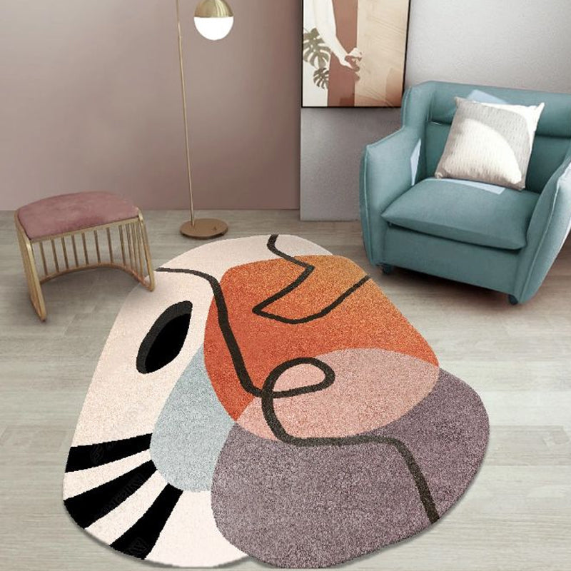 BowLift | Simple Novelty Irregular Rug in Brown Abstract Pattern Carpet Polyester Machine Washable Area Rug for Home Decor