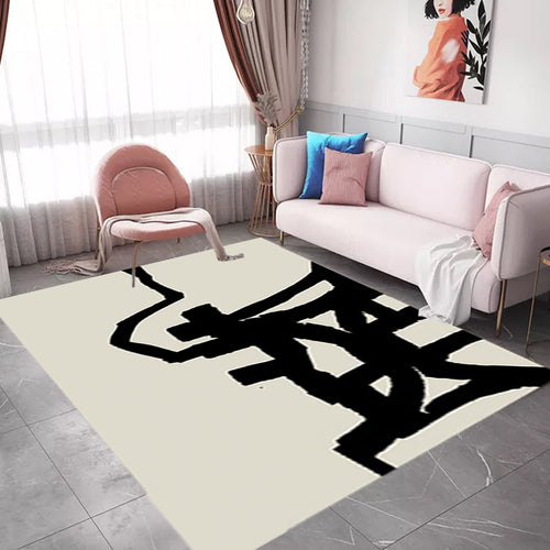 BowLift | Black and White Abstract Carpet Polyester Scandinavian Rug Pet Friendly Washable Area Rug for Living Room