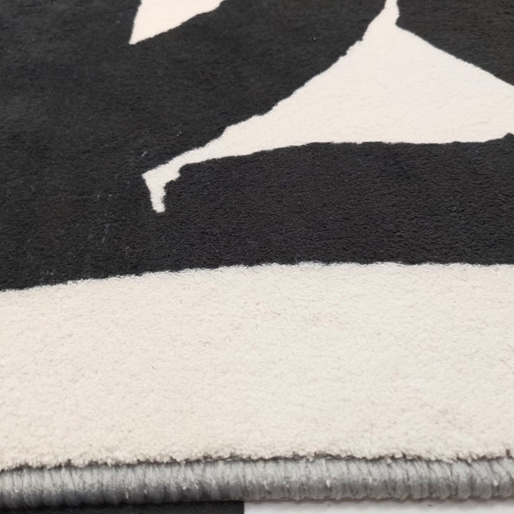 BowLift | Black and White Abstract Carpet Polyester Scandinavian Rug Pet Friendly Washable Area Rug for Living Room