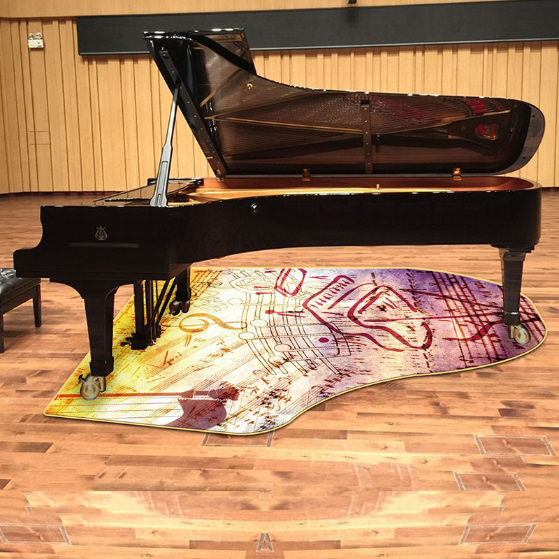 BowLift | Unusual Piano Pattern Carpet with Notes Multicolor Children's Rug Polyester Washable Pet Friendly Non-Slip Carpet for Children's Room