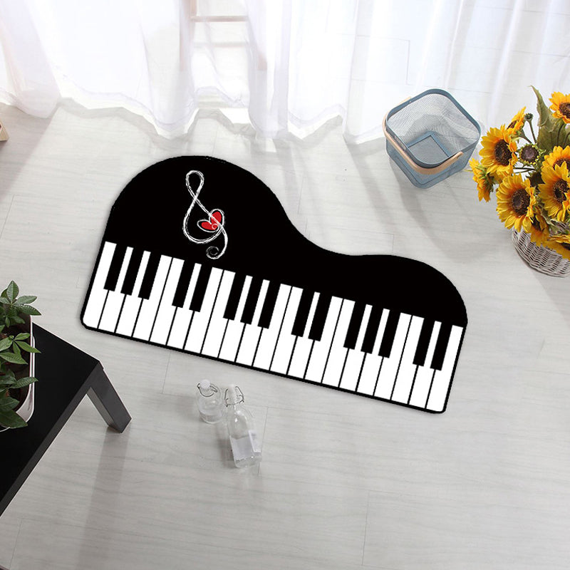 BowLift | Unusual Piano Pattern Carpet with Notes Multicolor Children's Rug Polyester Washable Pet Friendly Non-Slip Carpet for Children's Room