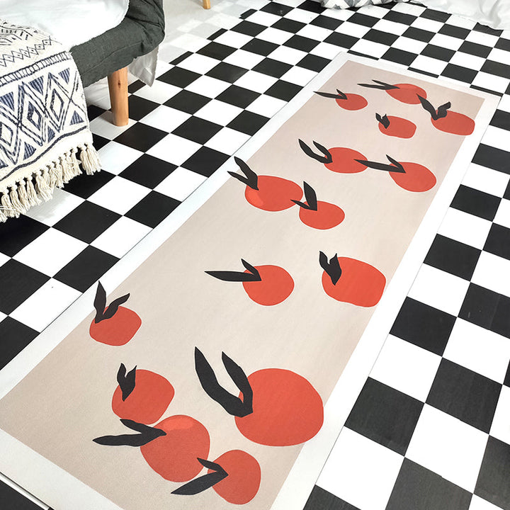 Modern fruit pattern carpet orange polyester carpet washable pet-friendly non-slip rug for the kitchen | Bowlift