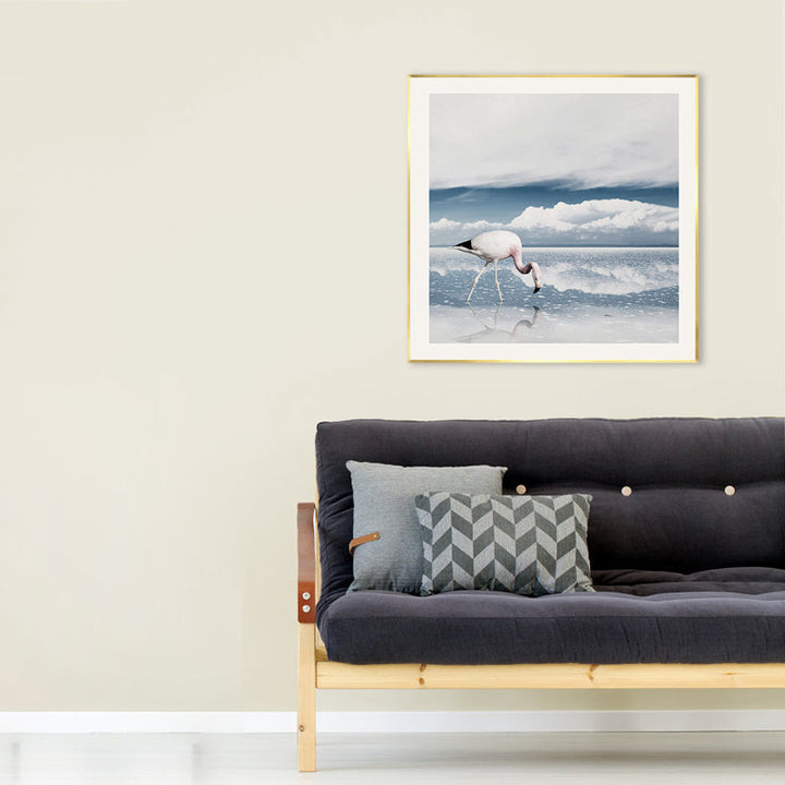 BowLift | Lake and Flamingo Painting Tropical Style Canvas Wall Print, Multiple Sizes