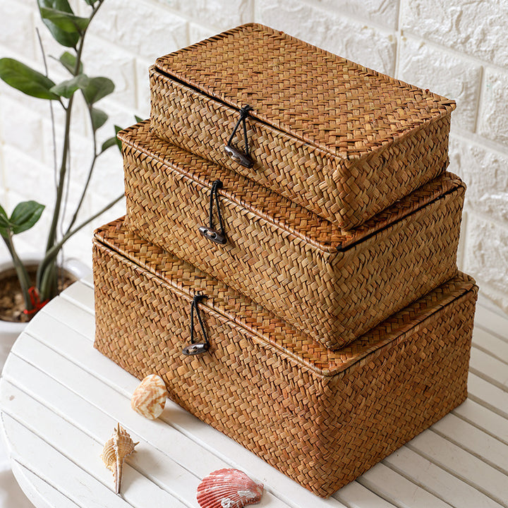 Handwoven Storage Box with Lid Bowlift