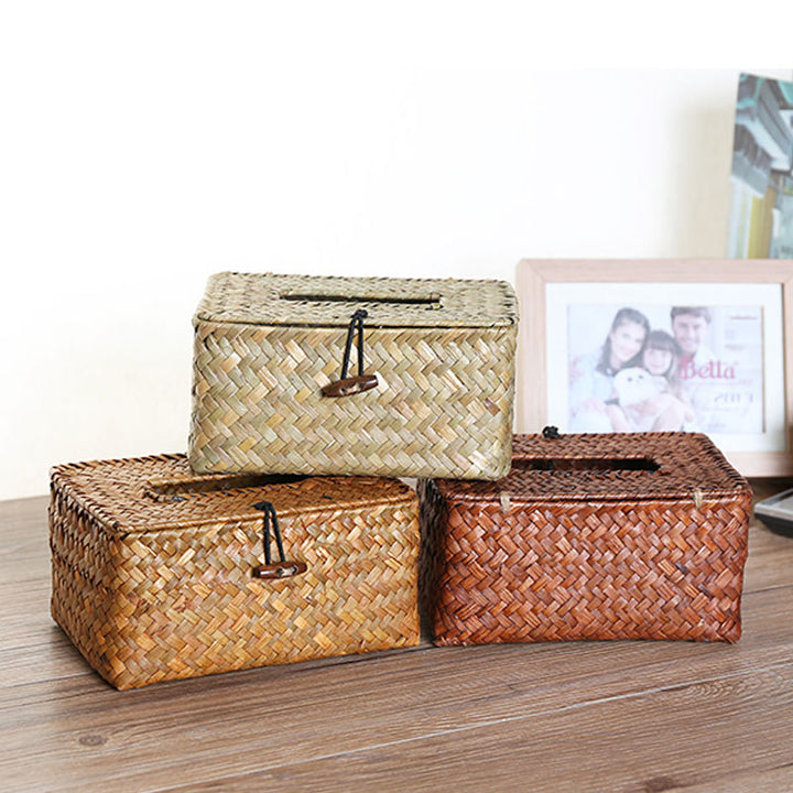 Handcrafted Natural Wicker Tissue Box Holder Bowlift