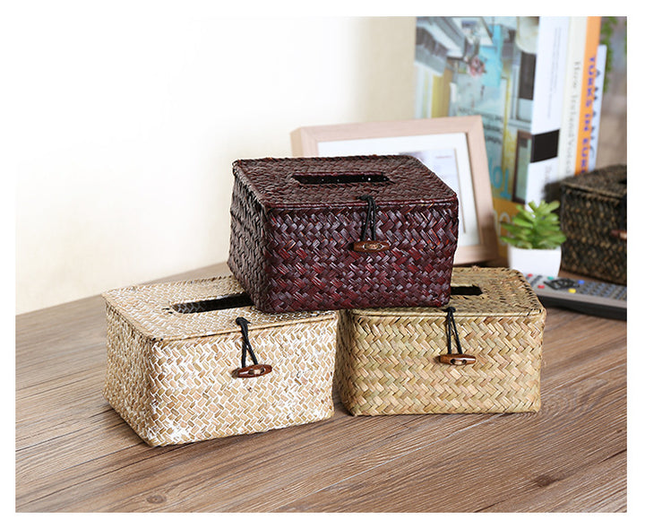 Handcrafted Natural Wicker Tissue Box Holder Bowlift