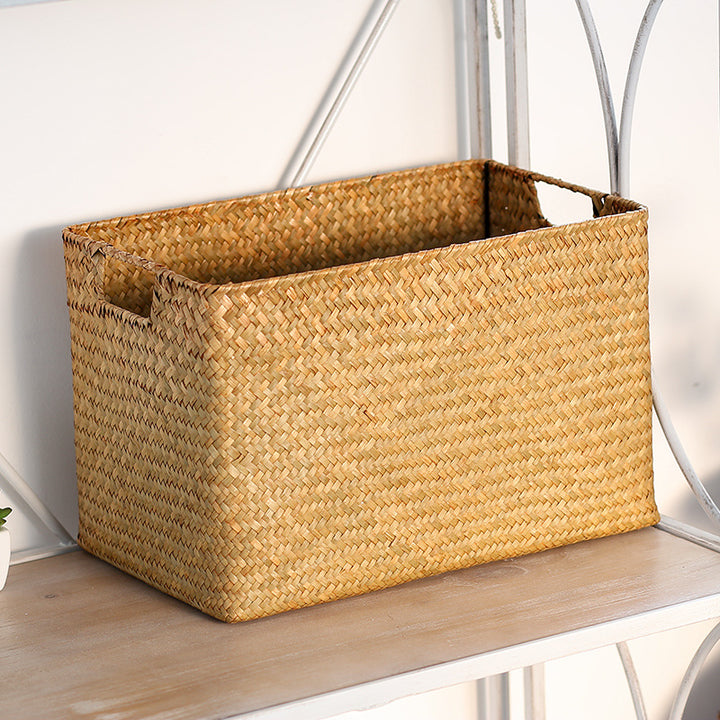 Woven Storage Basket with Natural Woven Fibers