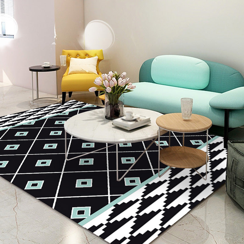 BowLift | Southwest Tribal Geometric Pattern Rug Multicolor Polyester Rug Washable Pet-Friendly Non-Slip Rug for Living Room