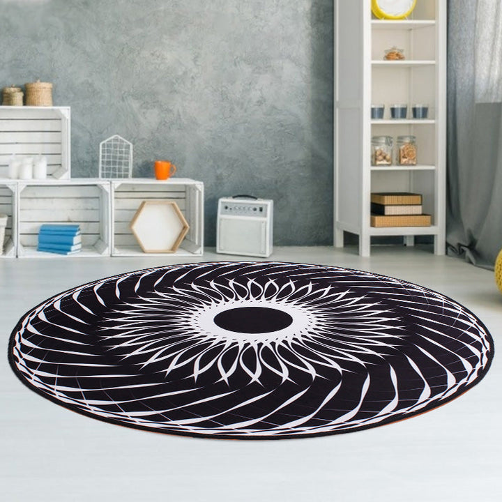 Black and white Moroccan carpet polyester floral pattern carpet pet-friendly washable non-slip backing rug for decoration | Bowlift