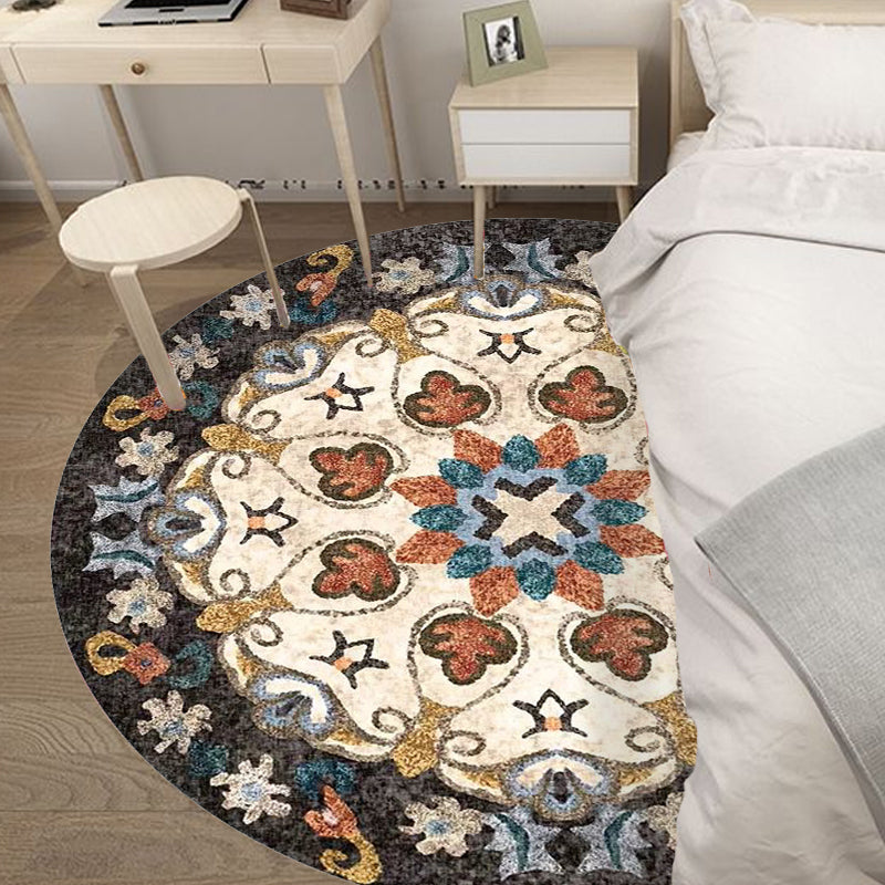 BowLift | Bohemian Floral Pattern Rug Multicolor Polyester Rug Machine Washable Non-Slip Back Rug for Living Room