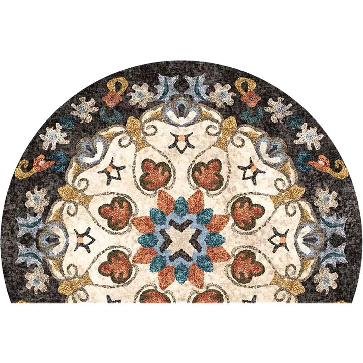 BowLift | Bohemian Floral Pattern Rug Multicolor Polyester Rug Machine Washable Non-Slip Back Rug for Living Room