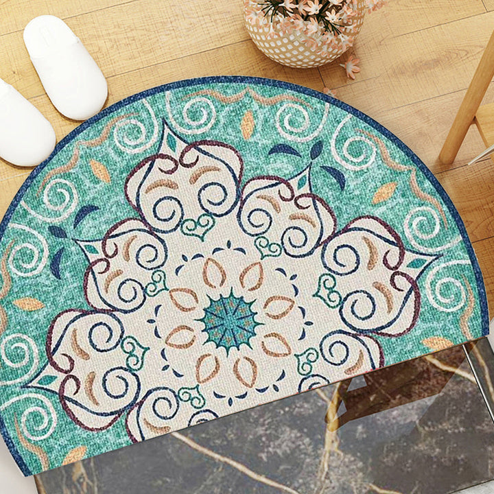 BowLift | Bohemian Floral Pattern Rug Multicolor Polyester Rug Machine Washable Non-Slip Back Rug for Living Room