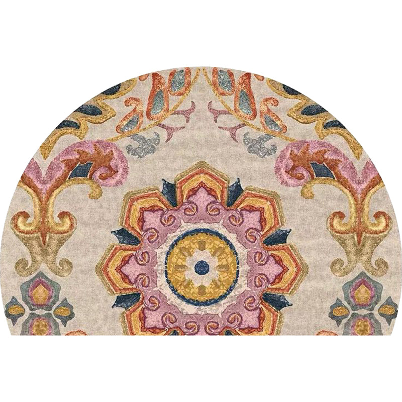 Bohemian Floral Pattern Rug Multicolored Polyester Rug Machine Washable Non-Slip Backing Rug for Living Room | Bowlift