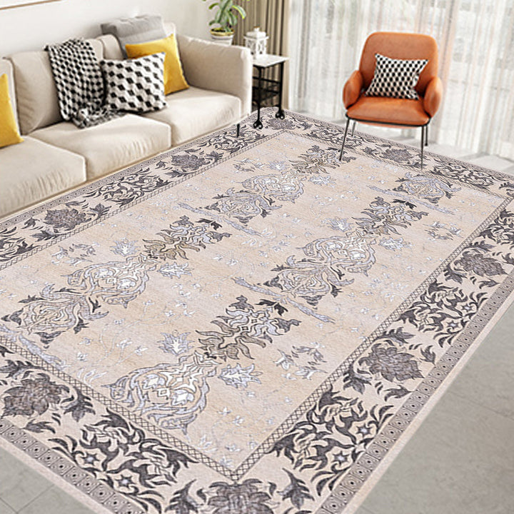 BowLift | Pink Shabby Chic Carpet Polyester Tribal Floral Pattern Carpet Pet-Friendly Washable Non-Slip Back Carpet for Decoration