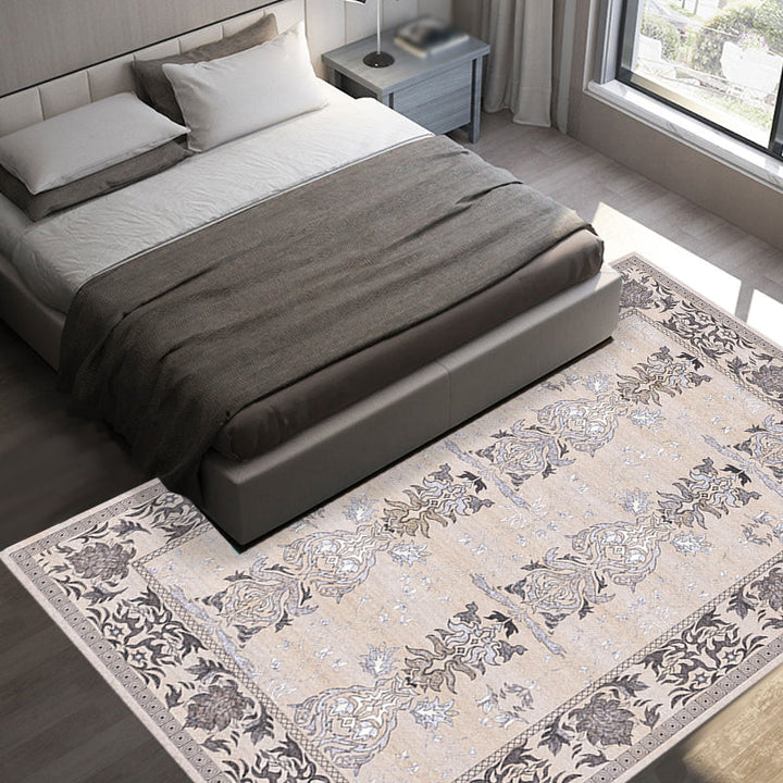 BowLift | Pink Shabby Chic Carpet Polyester Tribal Floral Pattern Carpet Pet-Friendly Washable Non-Slip Back Carpet for Decoration