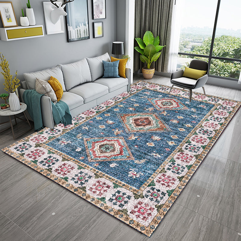BowLift | Pink Shabby Chic Carpet Polyester Tribal Floral Pattern Carpet Pet-Friendly Washable Non-Slip Back Carpet for Decoration