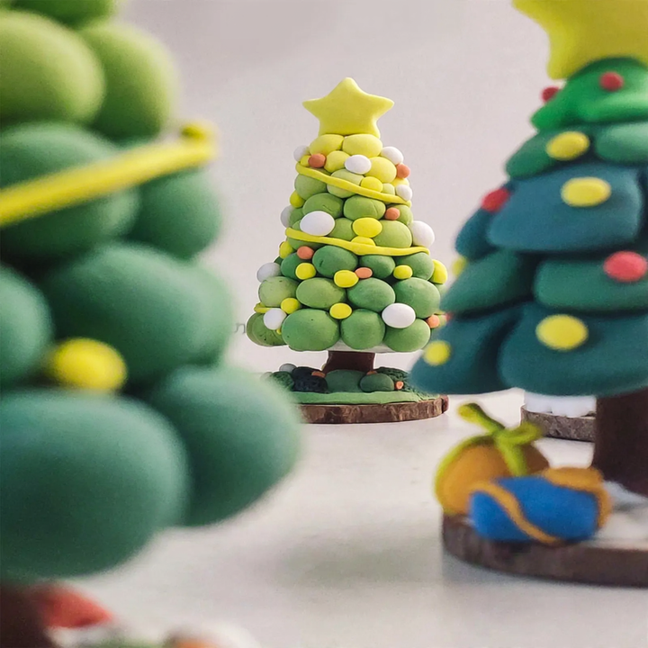 DIY Christmas Tree Craft Set made of modeling clay