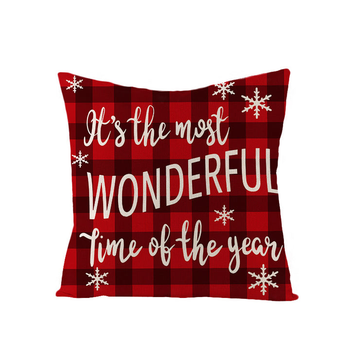 Festive Linen-Texture Decorative Throw Pillow Cover with Sleigh Rides Graphic