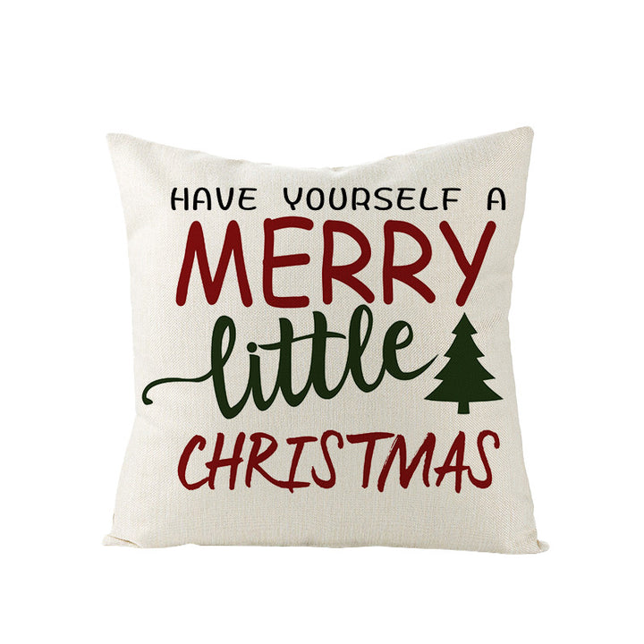 Festive Linen-Texture Decorative Throw Pillow Cover with Sleigh Rides Graphic
