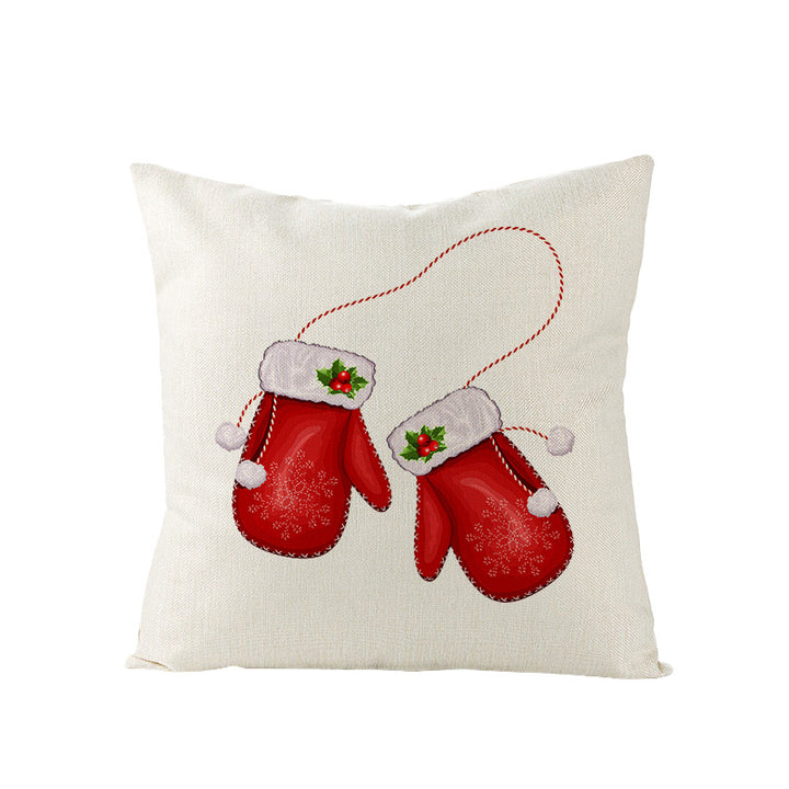 Festive Linen-Texture Decorative Throw Pillow Cover with Sleigh Rides Graphic
