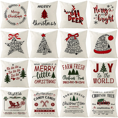 Festive Linen-Texture Decorative Throw Pillow Cover with Sleigh Rides Graphic