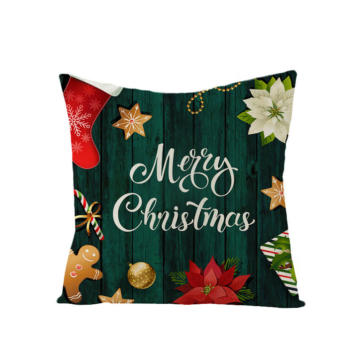 Festive Linen-Texture Decorative Throw Pillow Cover with Sleigh Rides Graphic