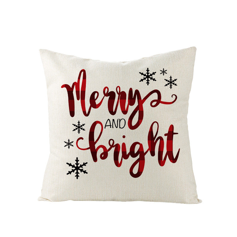 Festive Linen-Texture Decorative Throw Pillow Cover with Sleigh Rides Graphic