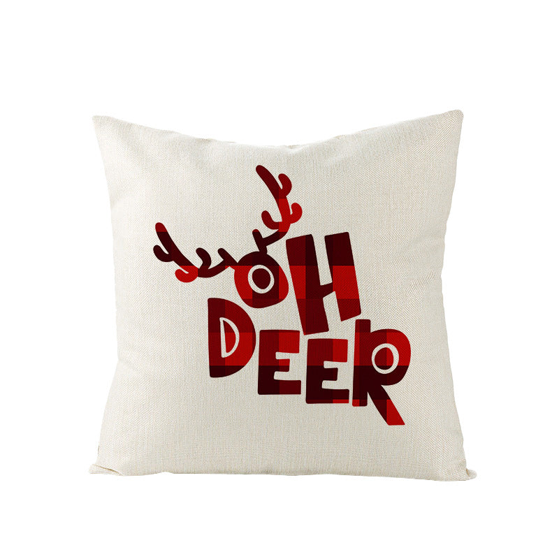 Festive Linen-Texture Decorative Throw Pillow Cover with Sleigh Rides Graphic