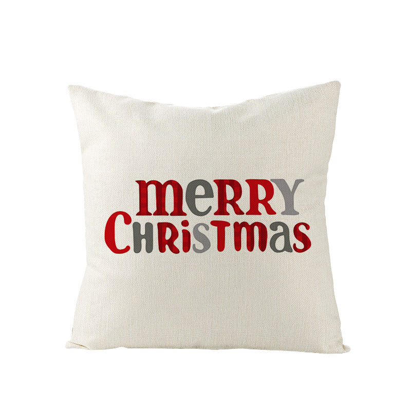 Festive Linen-Texture Decorative Throw Pillow Cover with Sleigh Rides Graphic
