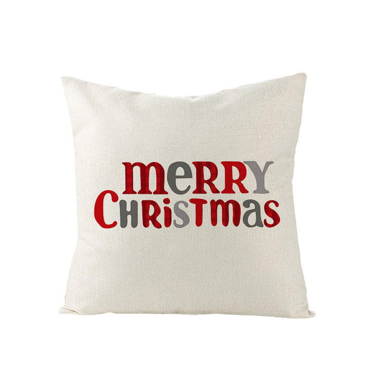 Festive Linen-Texture Decorative Throw Pillow Cover with Sleigh Rides Graphic