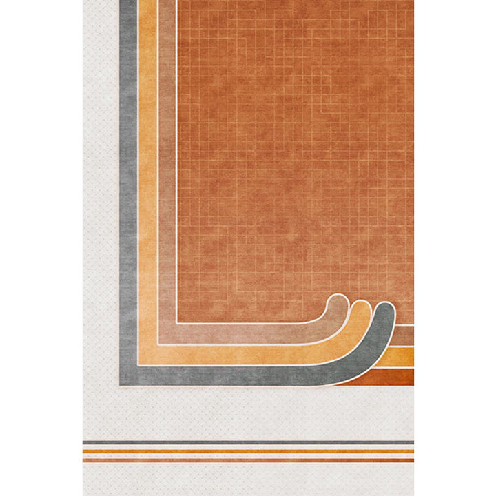 BowLift | Novelty Geometric Pattern Rug with Checkered Pattern Orange Polyester Rug Non-Slip Back Washable Pet-Friendly Rug for Home