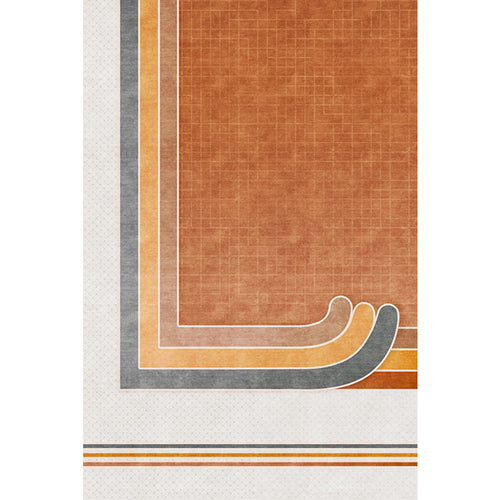 BowLift | Novelty Geometric Pattern Rug with Checkered Pattern Orange Polyester Rug Non-Slip Back Washable Pet-Friendly Rug for Home