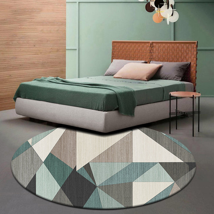 Multicolored geometric patterned carpet polyester novelty carpet washable non-slip pet-friendly carpet for the study | Bowlift