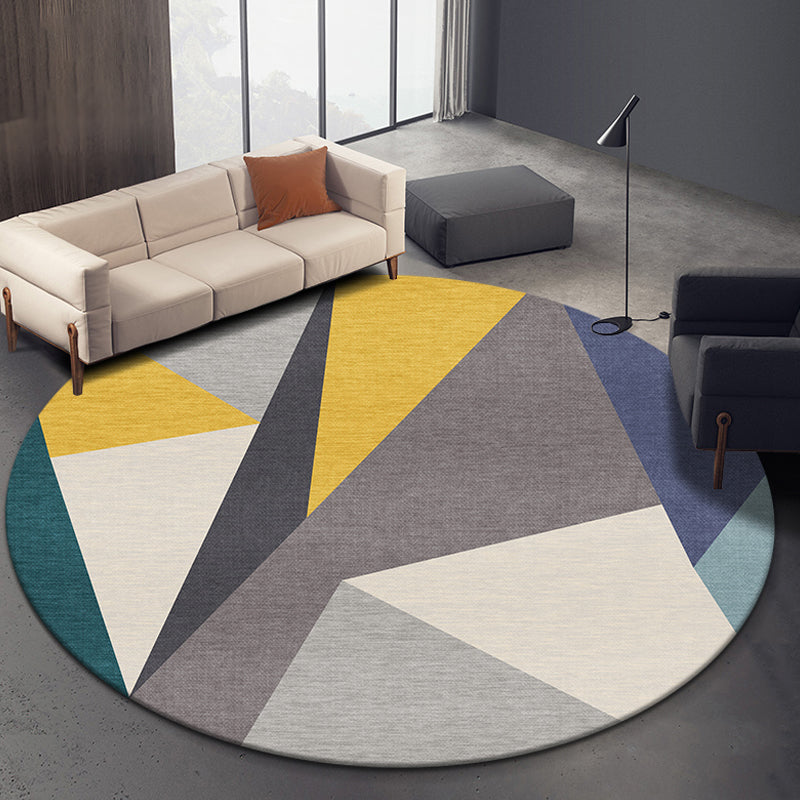 Multicolored geometric patterned carpet polyester novelty carpet washable non-slip pet-friendly carpet for the study | Bowlift