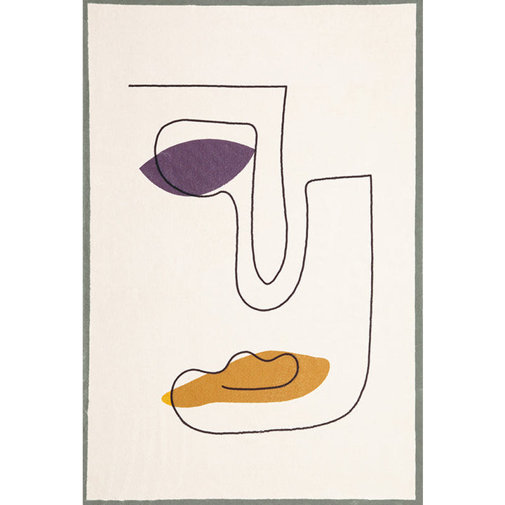 BowLift | Novelty Abstract Rug Beige Polyester Rug Non-Slip Underlay Washable Pet-Friendly Carpet for Home
