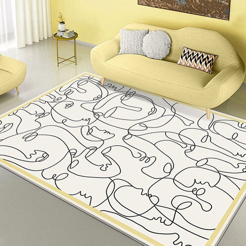BowLift | Creative Nordic Carpet Beige Character Pattern Carpet Pet Friendly Non-Slip Washable Rug for Decoration
