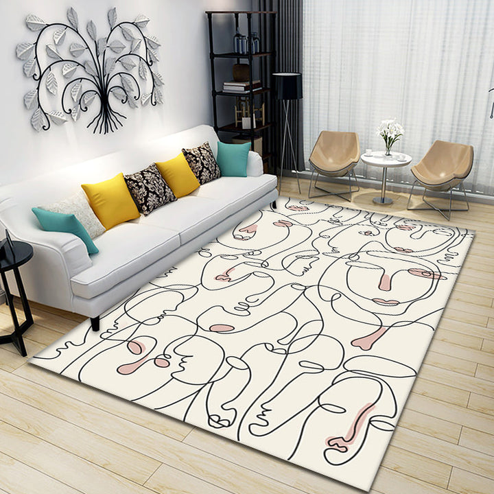 BowLift | Creative Nordic Carpet Beige Character Pattern Carpet Pet Friendly Non-Slip Washable Rug for Decoration