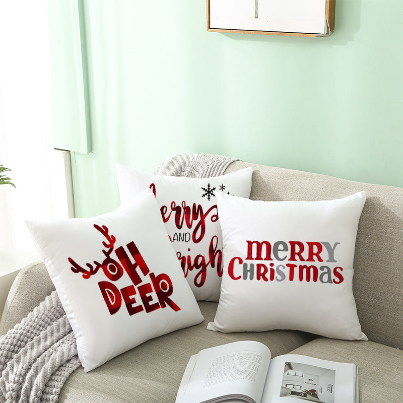 Festive Christmas Tree Typography Throw Pillow Cover
