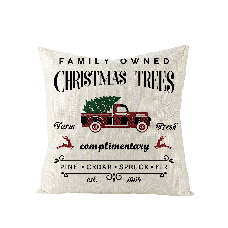 Festive Linen-Texture Decorative Throw Pillow Cover with Sleigh Rides Graphic