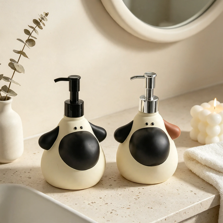 Soap dispenser dog with big nose, pump bottle